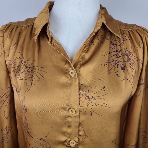 𝅺bishop & Young Jaclyn Button Down Blouse in Citrine Floral Small - Picture 3 of 16